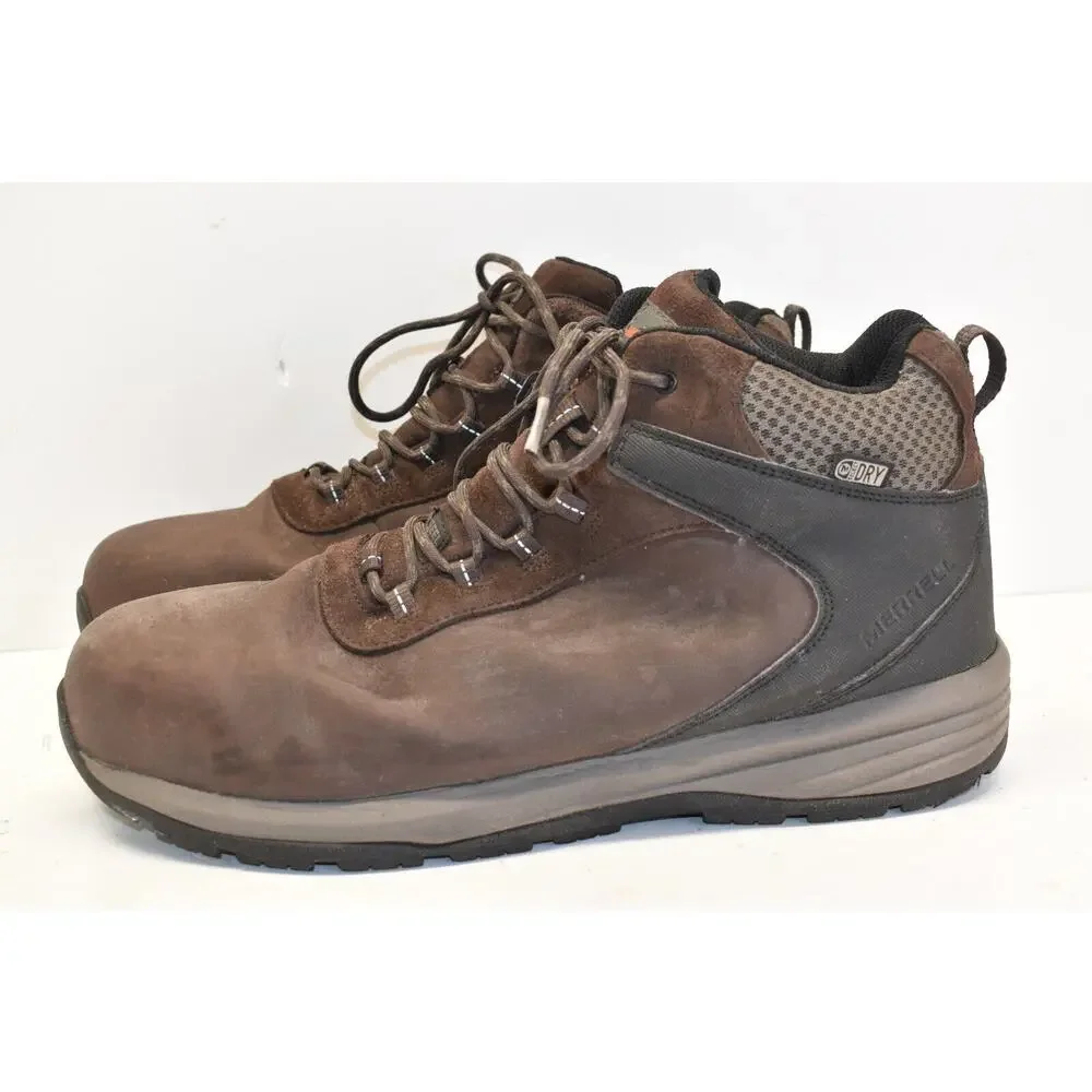 Merrell Steel Toe Brown Leather Workboots J17885 Men's Size 13 Select Dry